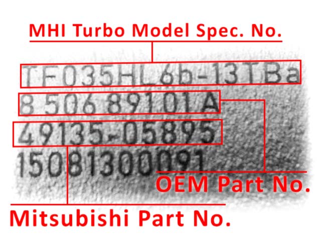 Mitsubishi Turbocharger Part No (2)