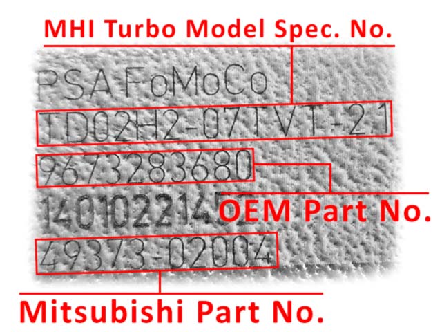 Mitsubishi Turbocharger Part No (3)