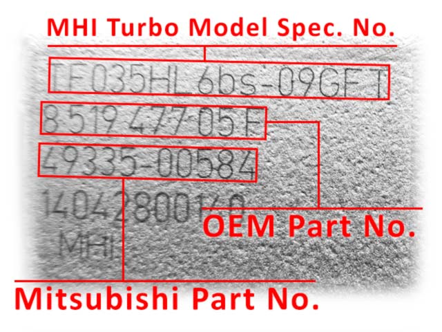 Mitsubishi Turbocharger Part No (4)